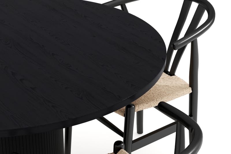 Noira Spisegruppe 120 cm Eik Rundt med 4 Dastoori Spisestoler - Svart - Møbler - Bord - Spisegrupper