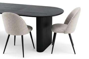 Noira Spisegruppe 220-320 cm uttrekkbar med 6 Nibe Plus Spisestoler - Svartlasert eik - Møbler - Bord - Spisegrupper