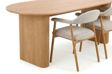 Noira spisegruppe 220 cm rektangulært i eik med 6 Ronja spisestoler - Sand/eik - Møbler - Bord - Spisegrupper