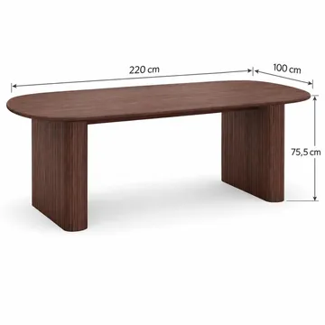 Noira spisegruppe med rektangulært bord på 220 cm i valnøtt og 6 Filip spisestoler - Valnøtt - Møbler - Bord - Spisegrupper