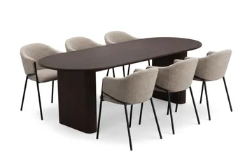 Noira Spisegruppe oval 220 cm med 6 Filip Spisestoler - Røkt eik - Møbler - Bord - Spisegrupper