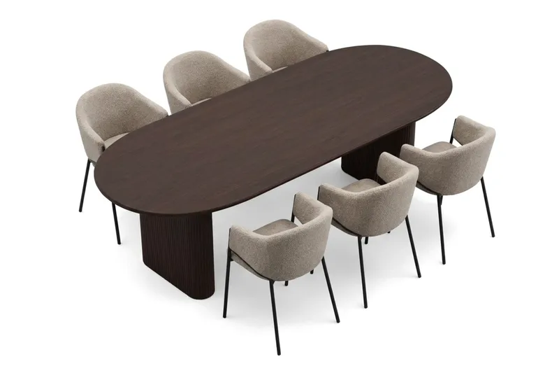 Noira Spisegruppe oval 220 cm med 6 Filip Spisestoler - Røkt eik - Møbler - Bord - Spisegrupper