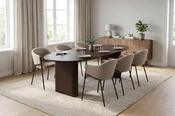 Noira Spisegruppe oval 220 cm med 6 Filip Spisestoler - Røkt eik - Møbler - Bord - Spisegrupper