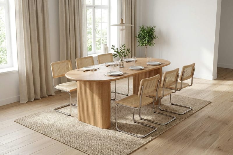 Noira spisegruppe rektangulær 180 cm eik med 6 Build spisestoler - Eik - Møbler - Bord - Spisegrupper