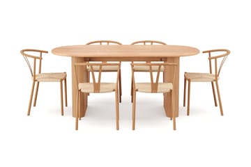 Noira spisegruppe rektangulær 180 cm eik med 6 Elysia spisestoler - Eik - Møbler - Bord - Spisegrupper