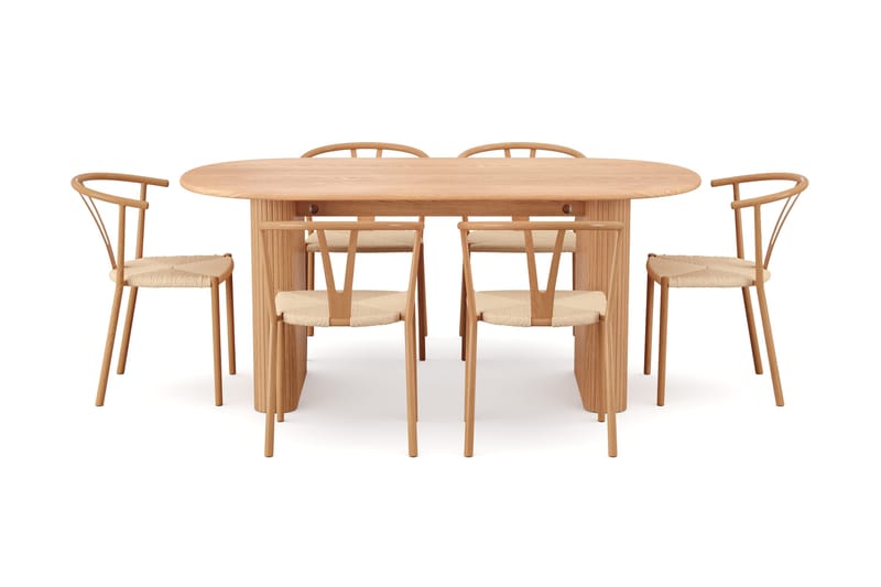 Noira spisegruppe rektangulær 180 cm eik med 6 Elysia spisestoler - Eik - Møbler - Bord - Spisegrupper