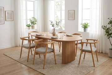 Noira spisegruppe rektangulær 180 cm eik med 6 Jolie spisestoler - Eik - Møbler - Bord - Spisegrupper