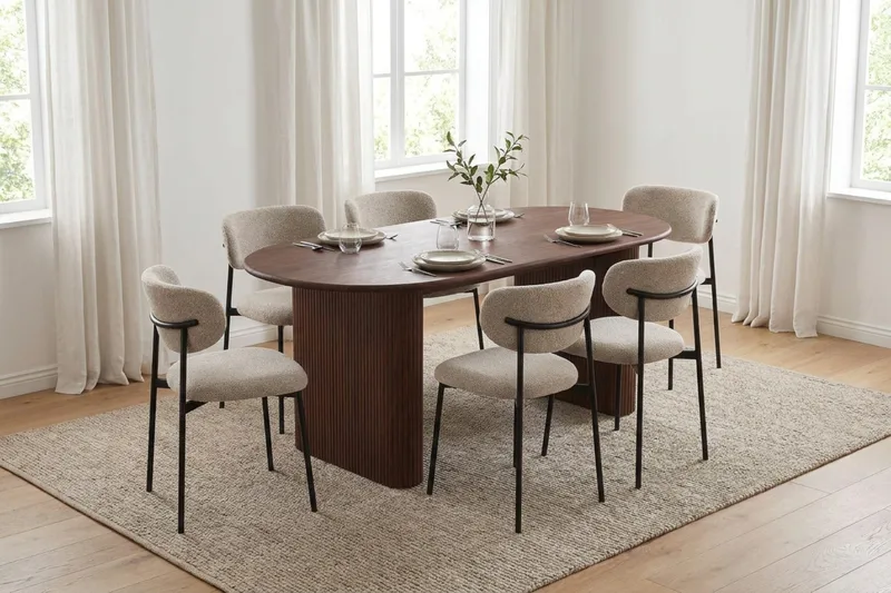 Noira spisegruppe rektangulær 180 cm valnøtt med 6 Lucy spisestoler - Valnøtt - Møbler - Bord - Spisegrupper