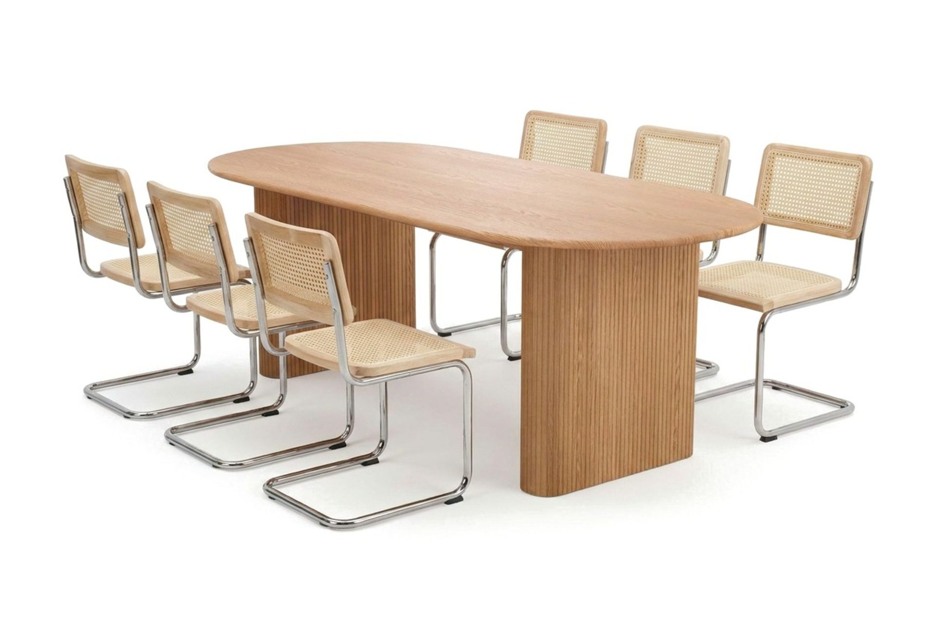 Noira spisegruppe rektangulær 220 cm eik med 6 Build spisestoler - Eik