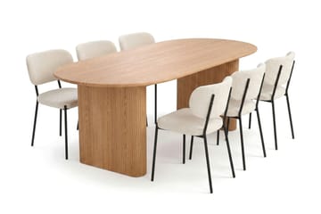 Noira spisegruppe rektangulær 220 cm eik med 6 Gemmiano spisestoler - Eik - Møbler - Bord - Spisegrupper