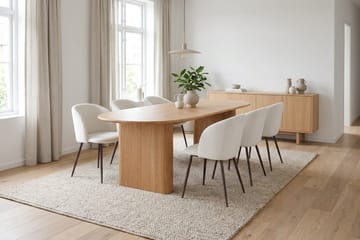 Noira spisegruppe rektangulær 220 cm eik med 6 Greya spisestoler - Eik - Møbler - Bord - Spisegrupper