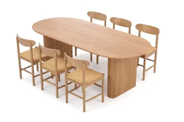 Noira spisegruppe rektangulær 220 cm eik med 6 Malte spisestoler - Eik - Møbler - Bord - Spisegrupper