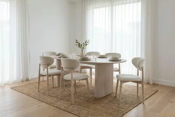 Noira spisegruppe rektangulær 220 cm hvitlasert med 6 Molly spisestoler - Hvitlasert - Møbler - Bord - Spisegrupper