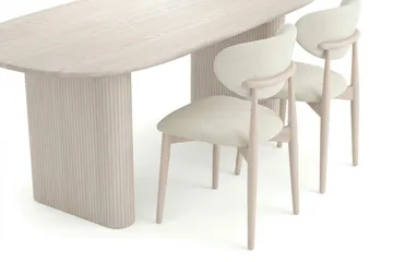 Noira spisegruppe rektangulær 220 cm hvitlasert med 6 Molly spisestoler - Hvitlasert - Møbler - Bord - Spisegrupper