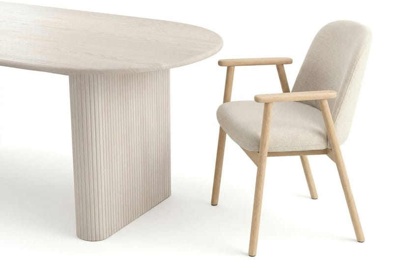 Noira spisegruppe rektangulær 220 cm hvitlasert med 6 Reciclar spisestoler - Hvitlasert - Møbler - Bord - Spisegrupper