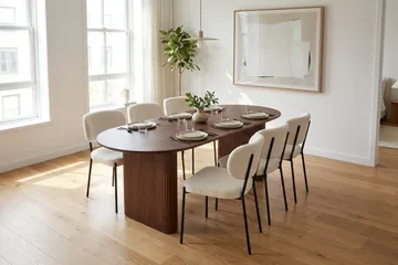 Noira Spisegruppe rektangulær 220 cm med 6 Gemmiano Spisestoler - Valnøtt - Møbler - Bord - Spisegrupper