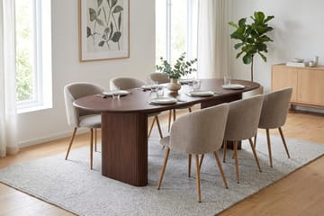 Noira Spisegruppe rektangulær 220 cm med 6 Greya Spisestoler - Valnøtt - Møbler - Bord - Spisegrupper