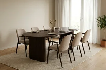 Noira spisegruppe rektangulær 220 cm røkt eik med 6 Reciclar spisestoler - Røkt eik - Møbler - Bord - Spisegrupper