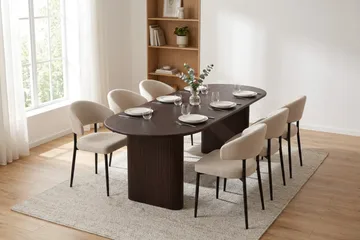 Noira spisegruppe rektangulær 220 cm røkt eik med 6 Sawako spisestoler - Røkt eik - Møbler - Bord - Spisegrupper