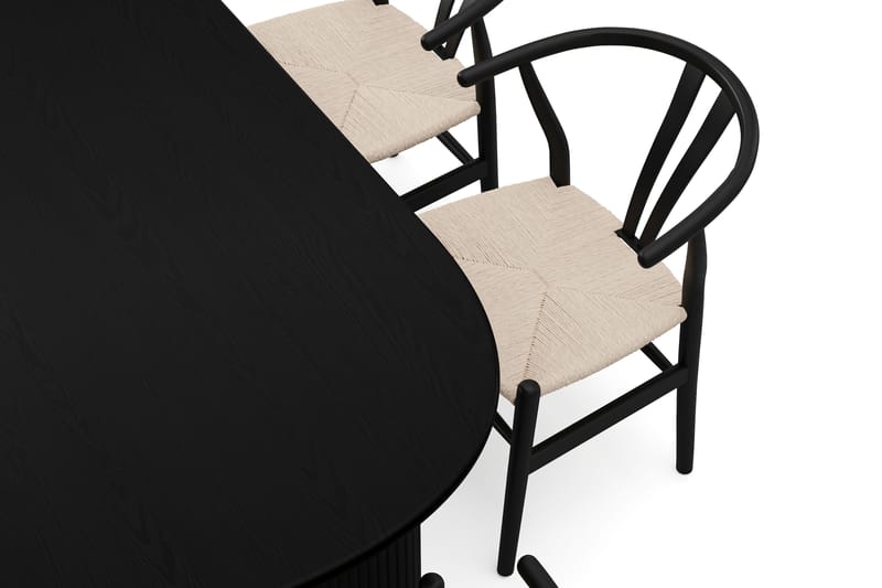 Noira spisegruppe rektangulær 220 cm svart med 6 Dastoori spisestoler - Svartbeiset eik - Møbler - Bord - Spisegrupper