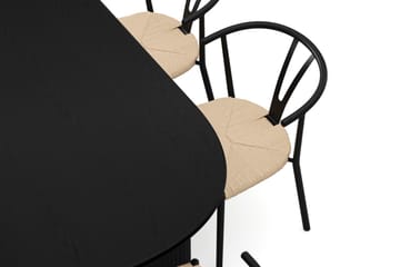 Noira spisegruppe rektangulær 220 cm svart med 6 Elysia spisestoler - Svartbeiset eik - Møbler - Bord - Spisegrupper