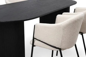 Noira spisegruppe rektangulær 220 cm svart med 6 Filip spisestoler - Svartbeiset eik - Møbler - Bord - Spisegrupper