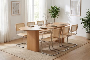 Noira spisegruppe uttrekkbar 160–220 cm eik med 6 Build spisestoler - Eik - Møbler - Bord - Spisegrupper