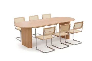 Noira spisegruppe uttrekkbar 160–220 cm eik med 6 Build spisestoler - Eik - Møbler - Bord - Spisegrupper