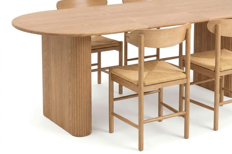 Noira spisegruppe uttrekkbar 160–220 cm eik med 6 Malte spisestoler - Møbler - Bord - Spisegrupper