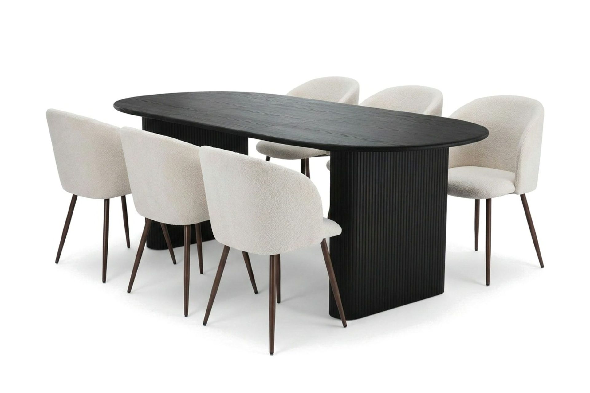 Noira spisegruppe uttrekkbar 160–220 cm svart med 6 Greya spisestoler - Svart