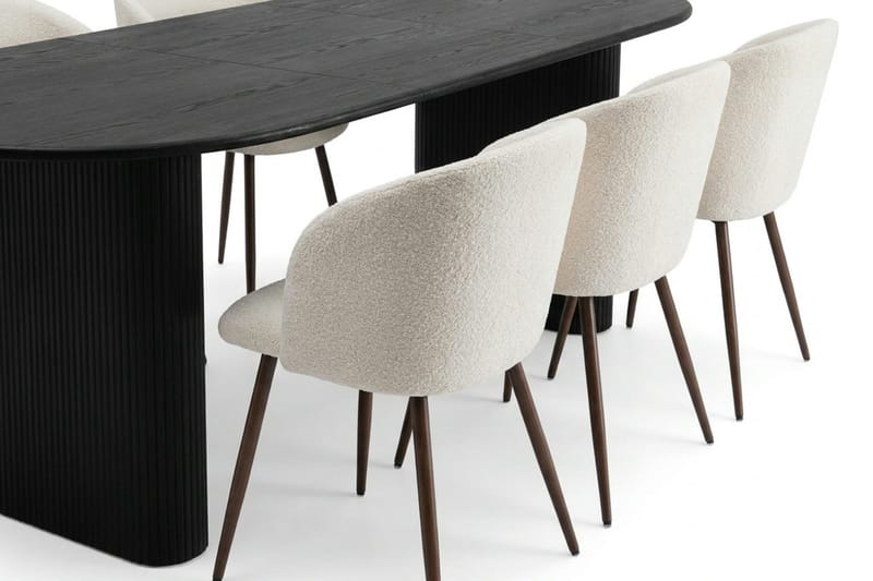 Noira spisegruppe uttrekkbar 160–220 cm svart med 6 Greya spisestoler - Svart - Møbler - Bord - Spisegrupper
