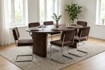 Noira spisegruppe uttrekkbar 160–220 cm valnøtt med 6 Milva spisestoler - Valnøtt - Møbler - Bord - Spisegrupper