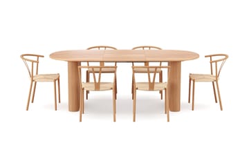 Noira spisegruppe uttrekkbar 160-220 cm eik med 6 Elysia spisestoler - Eik - Møbler - Bord - Spisegrupper