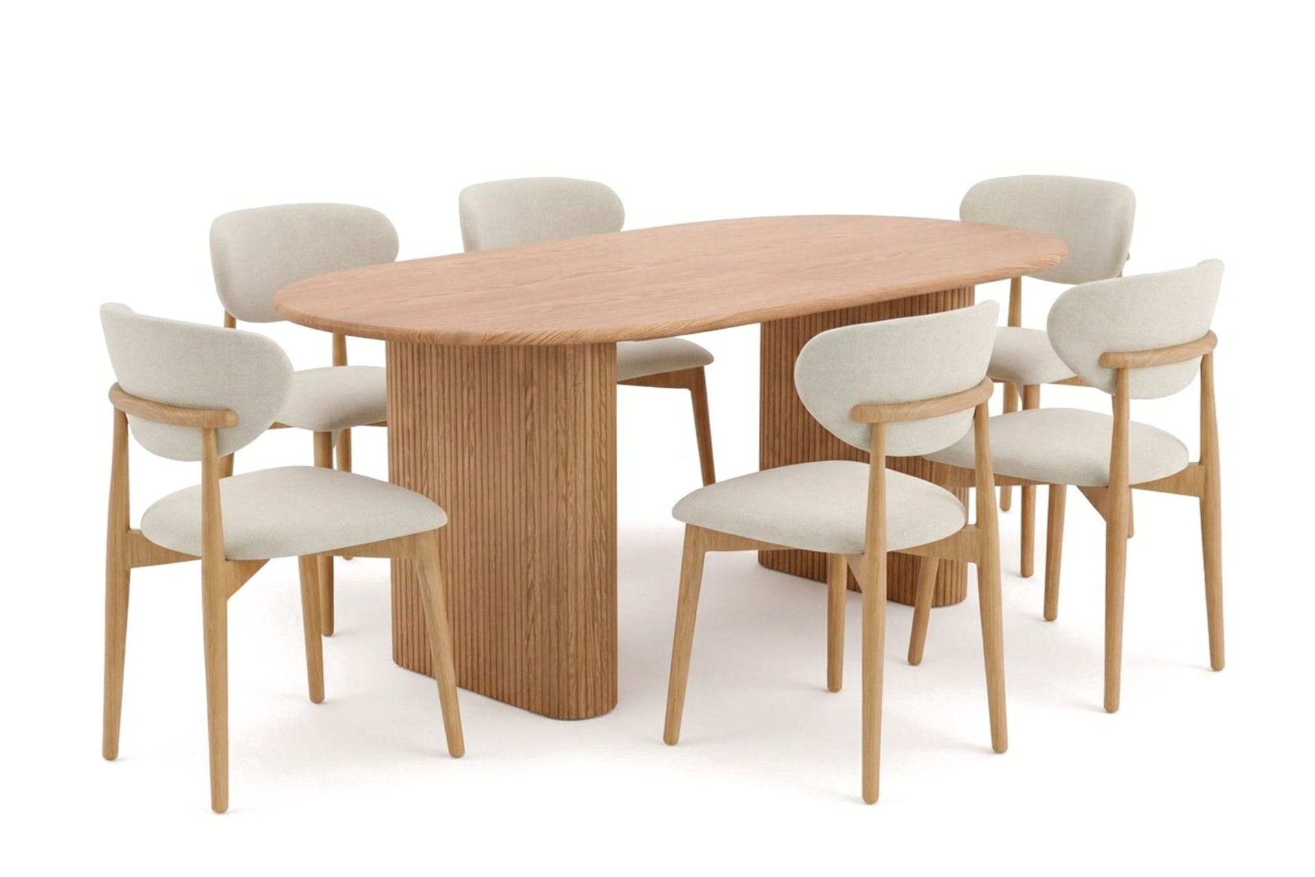 Noira spisegruppe uttrekkbar 160-220 cm eik med 6 Molly spisestoler - Eik