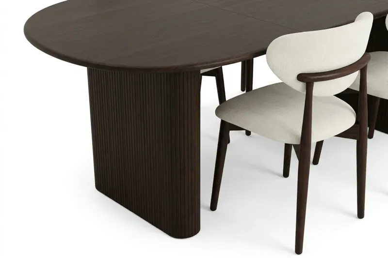 Noira spisegruppe uttrekkbar 160-220 cm røkt eik med 6 Molly spisestoler - Røkt eik - Møbler - Bord - Spisegrupper