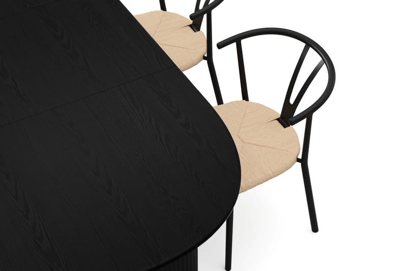 Noira spisegruppe uttrekkbar 160-220 cm svart med 6 Elysia spisestoler - Svartbeiset eik - Møbler - Bord - Spisegrupper