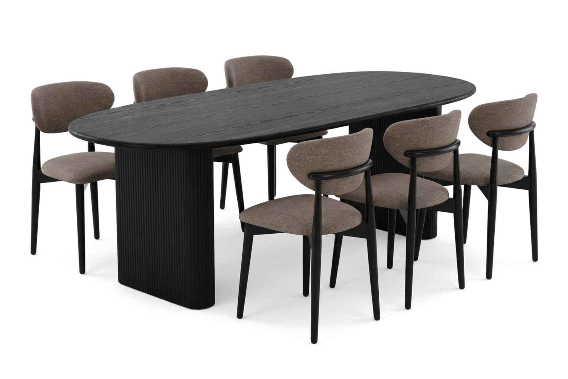 Noira spisegruppe uttrekkbar 160-220 cm svart med 6 Molly spisestoler - Svart