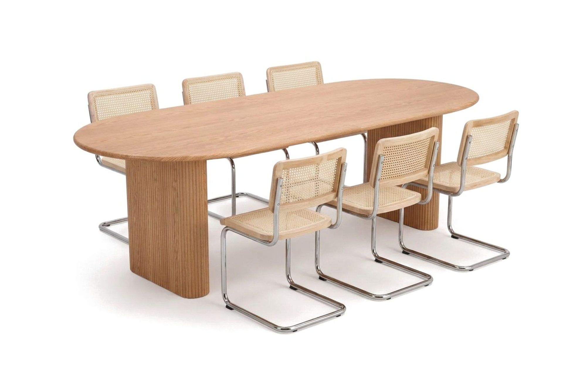Noira spisegruppe uttrekkbar 220–320 cm eik med 6 Build spisestoler - Eik