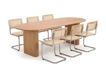 Noira spisegruppe uttrekkbar 220–320 cm eik med 6 Build spisestoler - Eik - Møbler - Bord - Spisegrupper