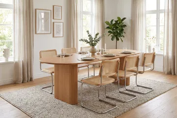Noira spisegruppe uttrekkbar 220–320 cm eik med 6 Build spisestoler - Eik - Møbler - Bord - Spisegrupper