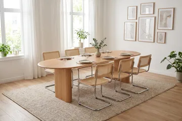 Noira spisegruppe uttrekkbar 220–320 cm eik med 6 Build spisestoler - Eik - Møbler - Bord - Spisegrupper