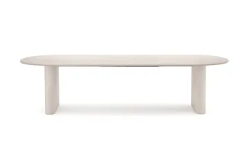 Noira spisegruppe uttrekkbar 220–320 cm hvitlasert med 6 Sawako spisestoler - Hvitbeiset eik - Møbler - Bord - Spisegrupper