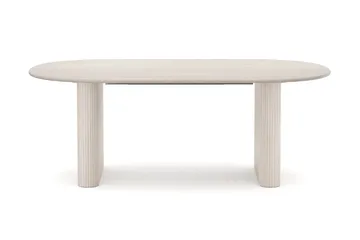 Noira spisegruppe uttrekkbar 220–320 cm hvitlasert med 6 Sawako spisestoler - Hvitbeiset eik - Møbler - Bord - Spisegrupper