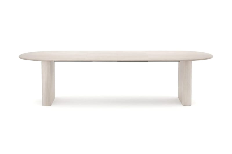 Noira spisegruppe uttrekkbar 220–320 cm hvitlasert med 8 Sawako spisestoler - Hvitlasert - Møbler - Bord - Spisegrupper