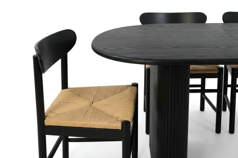 Noira spisegruppe uttrekkbar 220–320 cm svart med 6 Malte spisestoler - Møbler - Bord - Spisegrupper