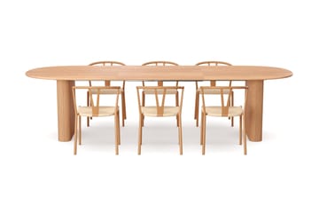 Noira spisegruppe uttrekkbar 220-320 cm eik med 6 Elysia spisestoler - Eik - Møbler - Bord - Spisegrupper