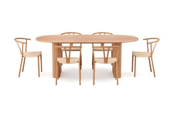 Noira spisegruppe uttrekkbar 220-320 cm eik med 6 Elysia spisestoler - Eik - Møbler - Bord - Spisegrupper