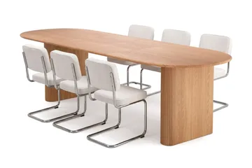 Noira Spisegruppe uttrekkbar 220-320 cm Eik med 6 Milva Spisestoler - Eik - Møbler - Bord - Spisegrupper