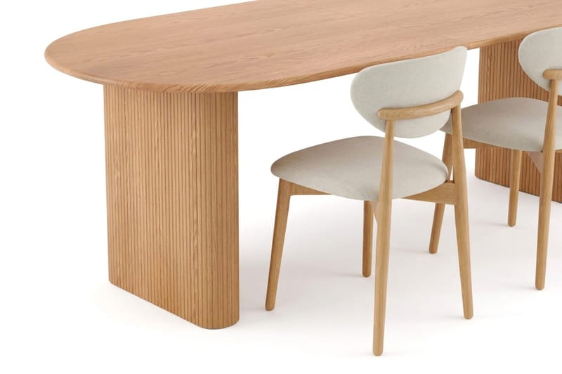 Noira spisegruppe uttrekkbar 220-320 cm eik med 6 Molly spisestoler - Eik - Møbler - Bord - Spisegrupper