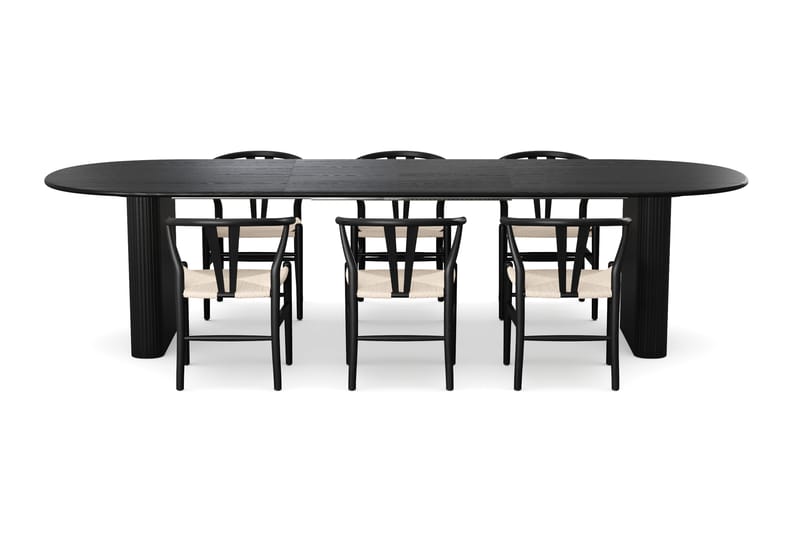 Noira Spisegruppe uttrekkbar 220-320 cm Svart med 6 Dastoori Spisestoler - Svart - Møbler - Bord - Spisegrupper